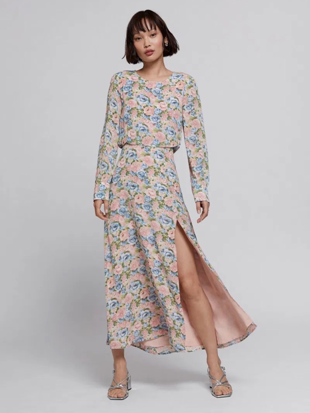 & Other Stories Printed Side Slit Maxi Dress in Pastel Floral